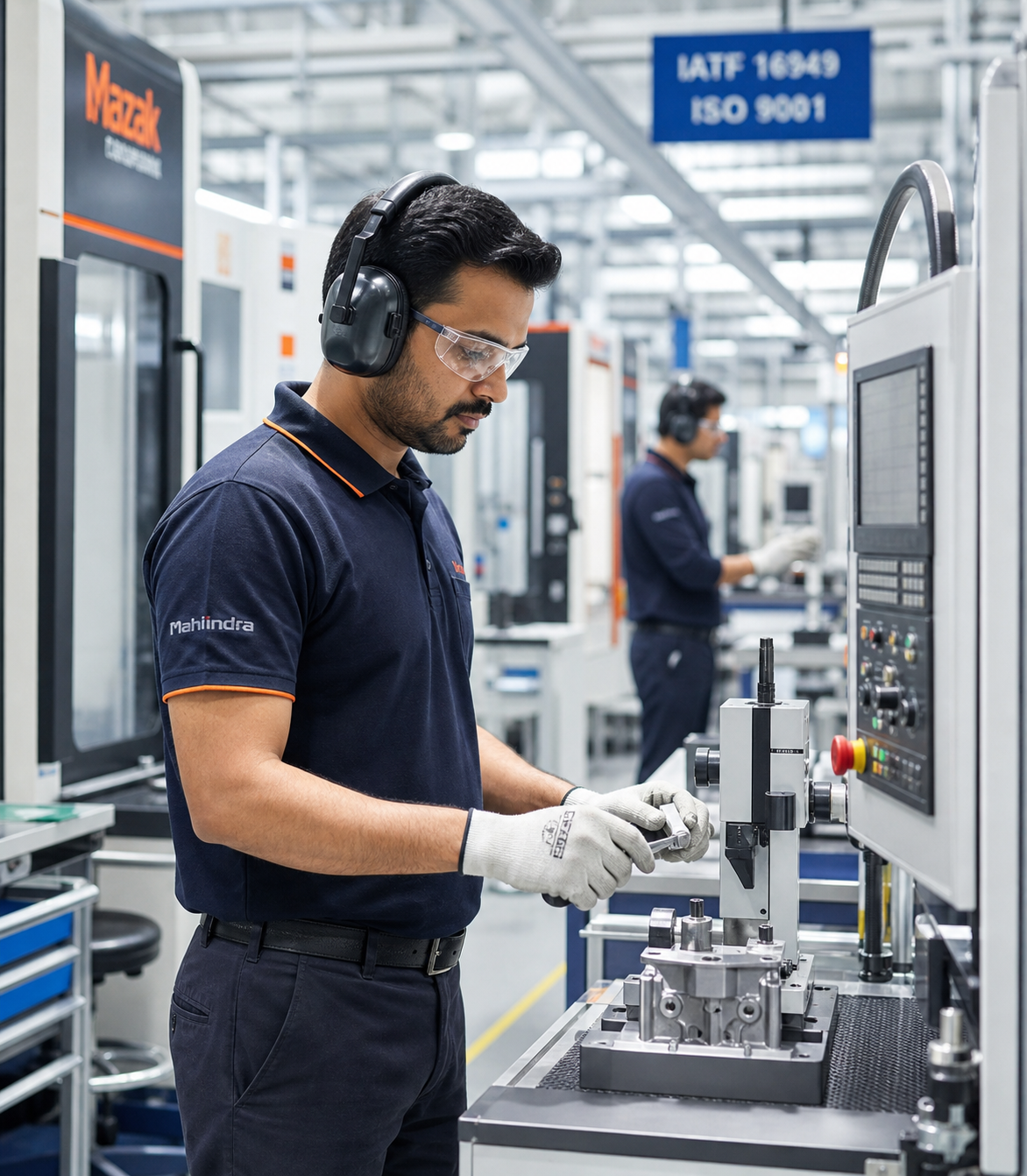 Operator at a workstation on an Indian manufacturing shop floor